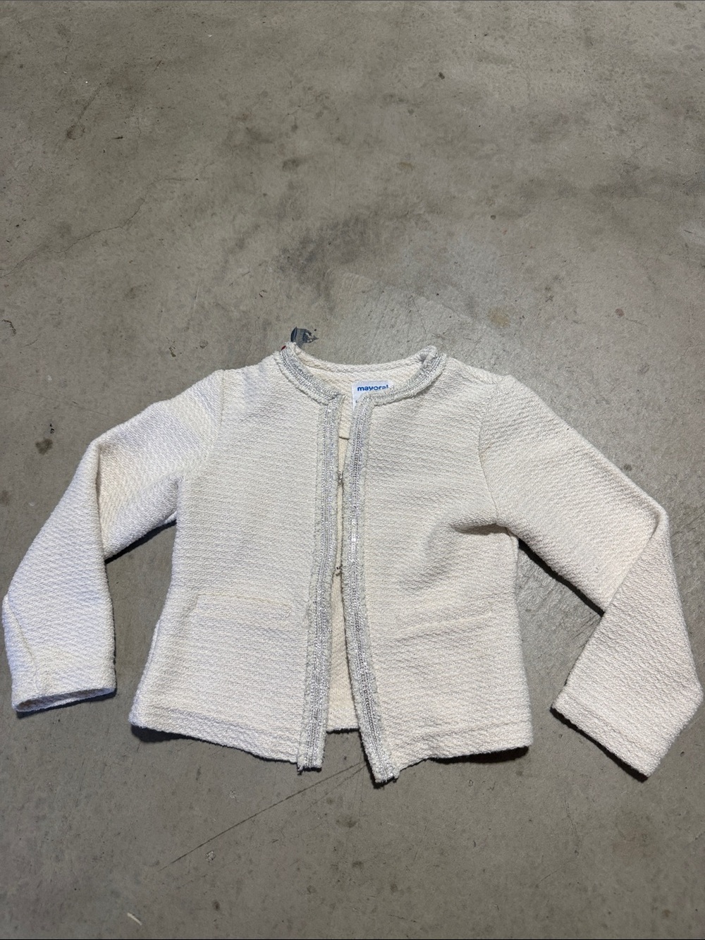Mayoral Cream Textured Blazer/Light Weight Jacket Girls